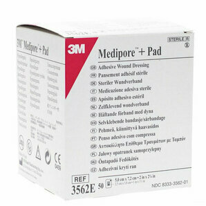 Medipore + PAD steriles Pflaster mit 3M Saugkompresse 5 x 7,2 cm (Packung zu 50)
